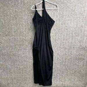 Club L London  Formal Dress Women’s‎ 8 Black Velvet One Shoulder Midi